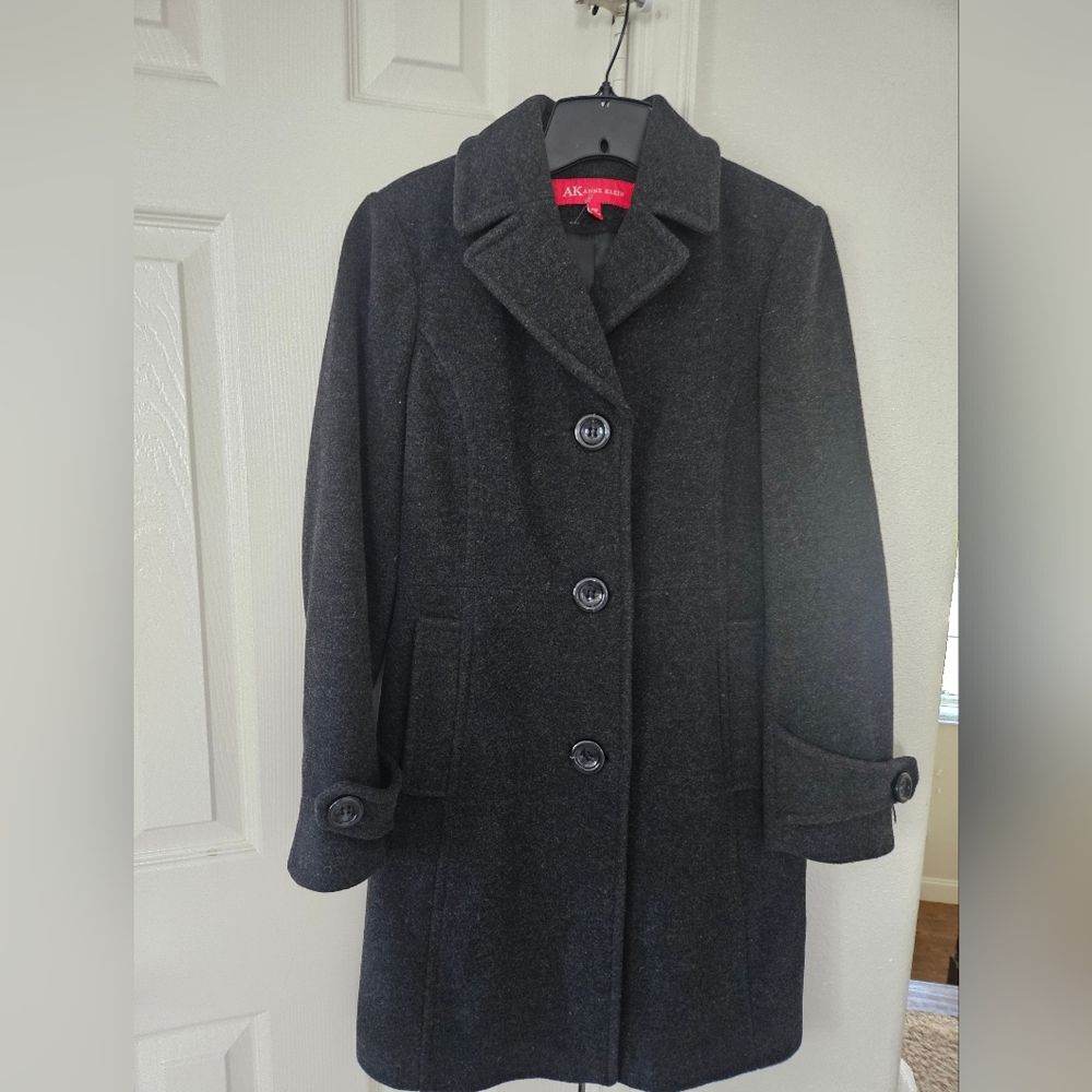Anne Klein Charcoal Pea Coat Sz PM